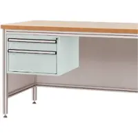 Manuflex ZB4572.7035 Behuizing onderbouw voor alu-werkbanken, gebruiksh. 300 mm met 2 lades, voor tafel diepte 800 mm