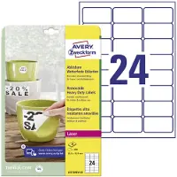 Avery Weerbestendige folie-etiketten, afneembaar L4773REV-20 A4 Wit 63,5 x 33,9 mm 20 Vellen à 24 Etiketten