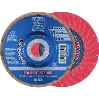 PFERD TOOLS 67789025 PFC 125 CO-FREEZE 36 SGP STRONG INOX Lamellenschijf Diameter 125 mm Boordiameter 22.23 mm Korrelgrootte (num) 36 Legering op kobaltbasis,