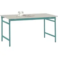 Manuflex BB3031.5021 Bijzettafel basis stationair met melamine tafelblad in waterblauw RAL 5021, bxdxh: 1250 x 600 x 780 mm Waterblauw