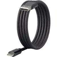Renkforce RF-6437924 USB-kabel USB 2.0 USB-C stekker, USB-A stekker 1.00 m Zwart Met magnetische opwikkeling, Stoffen mantel