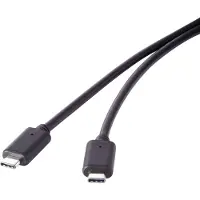 Renkforce RF-4381068 USB-kabel USB 3.2 Gen2x2 USB-C stekker, USB-C stekker 0.50 m Zwart Vergulde steekcontacten