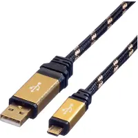 Roline GOLD USB 2.0 Kabel, USB A Male - Micro USB B Male, 0,8 m