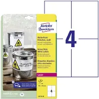 Avery-Zweckform L4719-20 Folie-etiketten 105 x 148 mm Polyester folie Wit 80 stuk(s) Permanent hechtend Laser (kleur), Laser (zwart/wit), Kopiëren (kleur),