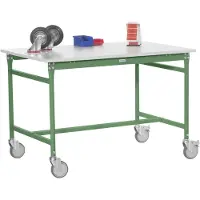 Manuflex BB4037.6011 Bijzettafel basismobiel met kunststof tafelblad in Reseda groen RAL 6011, bxdxh: 1250 x 600 x 850 mm Reseda groen (RAL 9010)