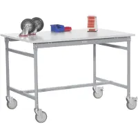 Manuflex BB4061.9006 Bijzettafel basismobiel met melamine tafelblad in aluminium zilver vergelijkbaar met RAL 9006, bxdxh: 1500 x 800 x 850 mm Aluminium-zilver