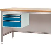 Manuflex ZB4672.0002 Behuizing onderbouw voor alu-werkbanken, gebruiksh. 300 mm met 3 lades, voor tafel diepte 800 mm