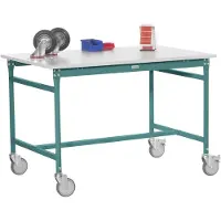 Manuflex BB4029.5021 Bijzettafel basismobiel met PVC-tafelblad in waterblauw RAL 5021, bxdxh: 1000 x 800 x 850 mm Waterblauw