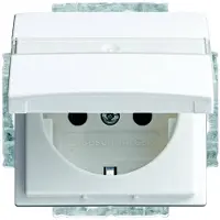 Busch-Jaeger 20 EUK-914 Wandcontactdoos met randaarde en klapdeksel Inzetstuk Busch-balance SI Alpine-wit 1 stuk(s)