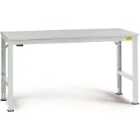 Manuflex LU4143.7035 ESD ESD-werktafel universele standaard achtergrond tafel met rubber schijf, bxdxh = 2500 x 800 x 760-870 mm Grijs-wit (RAL 7035)