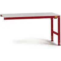 Manuflex LU6106.3003 ESD ESD-werktafel universele standaard aanschuiftafel met kunststof plaat, bxdxh = 1750 x 1200 x 766-876 mm Robijn-rood