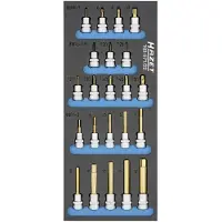 Hazet Dopsleutelbitset 163-571/22 - 3/8 inch (10 mm) vierkant hol - Binnen-TORX-profiel, Binnenveeltandprofiel XZN, Binnen-zeskant-profiel - 22-delig - 19 – 36
