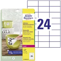 Avery Zweckform folie-etiketten, weerbestendig, verwijderbaar, 70 x 37 mm