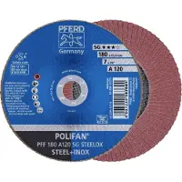 PFERD TOOLS 67612185 PFF 180 A 120 SG STEELOX Lamellenschijf Diameter 180 mm Boordiameter 22.23 mm Korrelgrootte (num) 120 RVS, Staal 10 stuk(s)