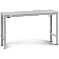 Manuflex LU7028.9006 ESD ESD-werktafel universele speciale reden tafel met melamine schijf, bxdxh = 1250 x 600 x 725-1025 mm Aluminium-zilver