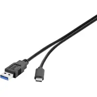 Renkforce RF-4381077 USB-kabel USB 3.2 Gen1 USB-A stekker, USB-C stekker 0.50 m Zwart Vergulde steekcontacten