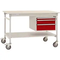 Manuflex BB5361.3003 Compleet bijzettafel basismobiel met melamine schijf + behuizing onderbouw, bxdxh: 1000 x 800 x 850 mm Robijn-rood