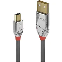 Lindy 36630 USB-kabel USB 2.0 USB-A stekker, USB-mini-B stekker 0.50 m Grijs