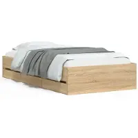 vidaXL Bedframe met lades bewerkt hout sonoma eikenkleurig 90x200 cm