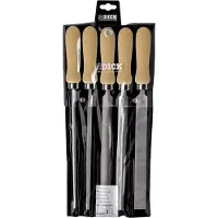 Dick 13142020H Set werkplaatsvijlen 5-delig met houten handgreep Slaglengte 200 mm Lengte 200 mm 1 set(s)