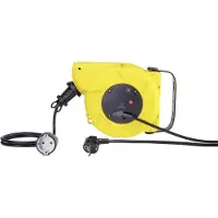 Renkforce RF-3349118 Kabelhaspel voor aan de muur 9 m Zwart Randaarde haakse stekker