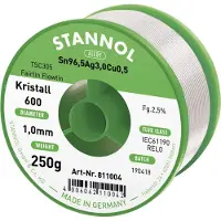 Stannol Kristall 600 Fairtin Soldeertin, loodvrij Loodvrij Sn96,5Ag3Cu0,5 REL0 250 g 1 mm