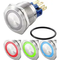 TRU COMPONENTS TC-7494636 Vandalismebestendige drukschakelaar 250 V/AC 3 A 1x uit/(aan) Moment Rood, Groen, Blauw, RGB IP65 1 stuk(s)
