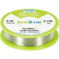 FELDER ISO-Core Ultra-Clear Sn100Ni+ Soldeertin, loodvrij Spoel Sn99,3CuNiG 0.100 kg 0.5 mm