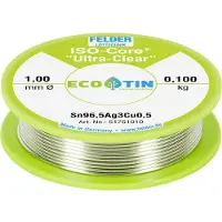 FELDER ISO-Core Ultra Clear SAC305 Soldeertin Spoel Sn96,5Ag3Cu0,5 0.100 kg 1 mm
