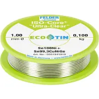 FELDER ISO-Core Ultra-Clear Sn100Ni+ Soldeertin, loodvrij Spoel Sn99,25Cu0,7Ni0,05 0.100 kg 1 mm