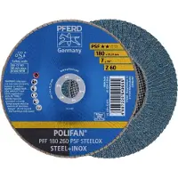 PFERD TOOLS 67666185 PFF 180 Z 60 PSF STEELOX Lamellenschijf Diameter 180 mm Boordiameter 22.23 mm Korrelgrootte (num) 60 RVS, Staal 10 stuk(s)
