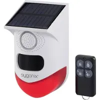 Sygonix Mini alarmsysteem Wit, Rood Met LED, Met bewegingsmelder, Met afstandsbediening, Op zonne-energie, Met WiFi 120 dB SY-6515320