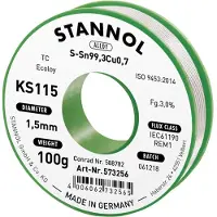 Stannol KS115 Soldeertin, loodvrij Spoel Sn99,3Cu0,7 ROM1 100 g 1.5 mm