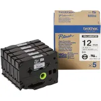 Brother HGe-M931V5 hoge resolutie tape zwart op mat zilver 12mm x 8m 5 stuks (origineel)