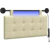 vidaXL Hangend hoofdbord Met LED-verlichting Crèmekleurig Kunstleer