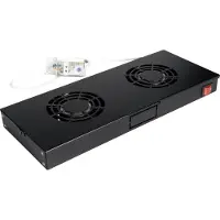 Roline 19-inch dakventilatorunit 2 ventilatoren , Thermostaat zwart