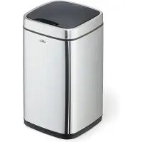 Durable 342123 342123 Afvalbak 12 RVS (l x b x h) 240 x 240 x 430 mm Zilver Met One-Touch-dekselopener 1 stuk(s)
