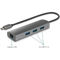 Renkforce Netwerkadapter/Hub 1 GBit/s USB-C 3.2 Gen 1, Gigabit-LAN (1 Gbit/s), USB-A 3.2 Gen 1