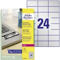 Avery-Zweckform L6133-20 Etiketten voor typeplaatjes 70 x 37 mm Polyester folie Zilver 480 stuk(s) Permanent hechtend Laser (zwart/wit), Kopiëren (zwart/wit),