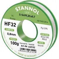 Stannol HF32 3,5% 0,8MM SN99,3CU0,7 CD 100G Soldeertin, loodvrij Loodvrij, Spoel Sn99,3Cu0,7 ROL0 100 g 0.8 mm
