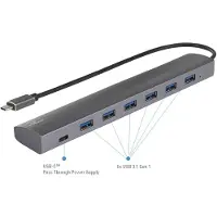 Renkforce 6 + 1 poorten USB-hub Met Pass-Through stroomaansluiting, Met aluminium behuizing Zilver