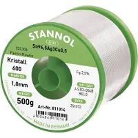 Stannol Kristall 600 Fairtin Soldeertin, loodvrij Loodvrij Sn96,5Ag3Cu0,5 REL0 500 g 1 mm