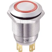 TRU COMPONENTS TC-8831256 LAS1-GQ-11E/R/12V Vandalismebestendige druktoets 250 V/AC 5 A 1x uit/(aan) Moment Rood IP65 1 stuk(s)