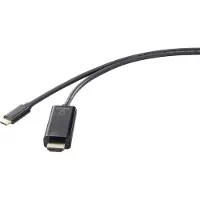 Renkforce USB-C / HDMI Adapterkabel USB-C stekker, HDMI-A-stekker 0.50 m Zwart UHD 4K @ 60 Hz RF-4531590 USB-C-displaykabel