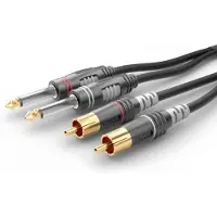 Sommer cable HBA-62C2-0300 Jackplug / Cinch Audio Aansluitkabel [2x Jackplug male 6,3 mm (mono) - 2x Cinch-stekker] 3.00 m Zwart