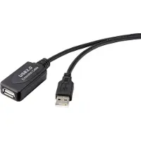 Renkforce RF-4535084 USB-kabel USB 2.0 USB-A stekker, USB-A bus 10.00 m Zwart Actief met signaalversterking