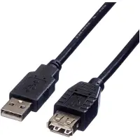 Roline USB-A naar USB-A verlengkabel - USB2.0 - UL gecertificeerd - tot 2A / zwart - 3 meter
