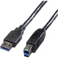 Roline USB-A naar USB-B kabel - USB3.0 - tot 2A - UL gecertificeerd / zwart - 1,8 meter