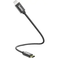 Hama 00201601, 0,2 meter, Lightning, USB-C, Zwart