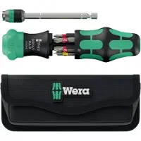 Wera 05051515001 Kraftform Kompakt 25 RA-R Bitschroevendraaier In Etui - 6 In 1 Multi-bit - Met Ratelfunctie